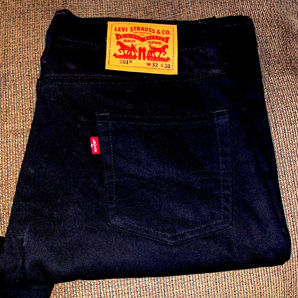 Levi Strauss & Co. Men’s Straight Leg, Black, 501 Jeans.